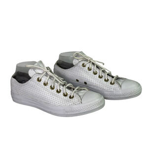 Converse Shoes Mens 6 Womens 8 Casual Sneaker White Leather Perforated 151250C